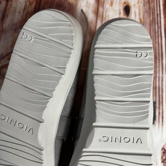 NEW Vionic SHELBY Sz 11 Gray Suede Mary Jane Loafers Shoes Elastic Strap Slip On - Picture 9 of 12